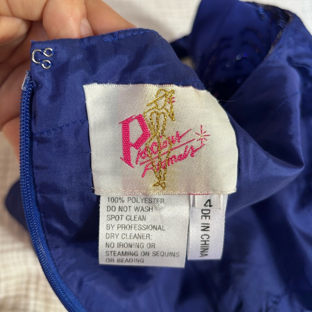 Precious Formals VTG 90s Blue Formal/Prom/Party Beaded Dress Sz 4 - Picture 9 of 15